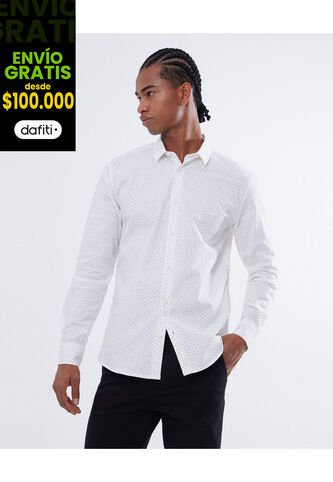 Camisa Para Hombre Manga Larga  Color Crema Marca Seven Seven #45012062 Seven Seven