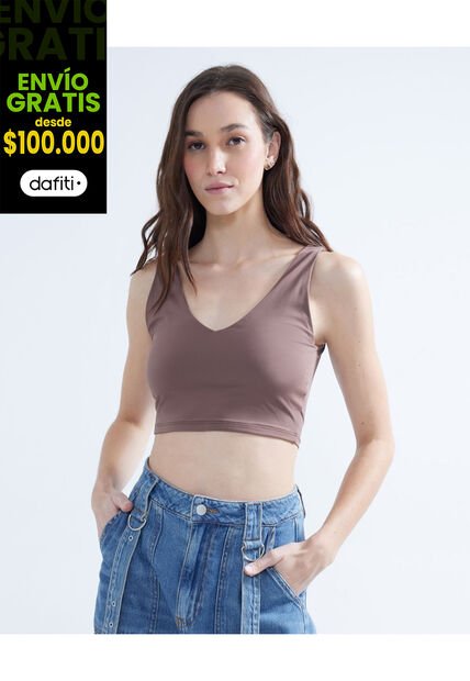 Camiseta Para Mujer Manga Sisa Color Cafe  Marca Seven Seven #28095912