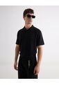 Camisa Tejida Texturizada  Para Hombre Negro Seven Seven de Seven Seven