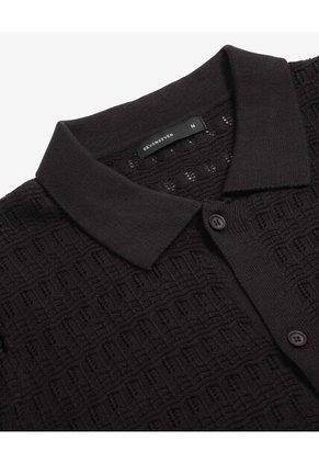 Camisa Tejida Texturizada Para Hombre Negro Seven Seven