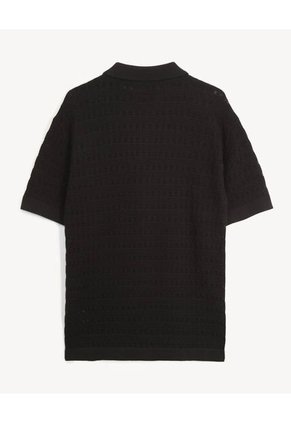 Camisa Tejida Texturizada Para Hombre Negro Seven Seven