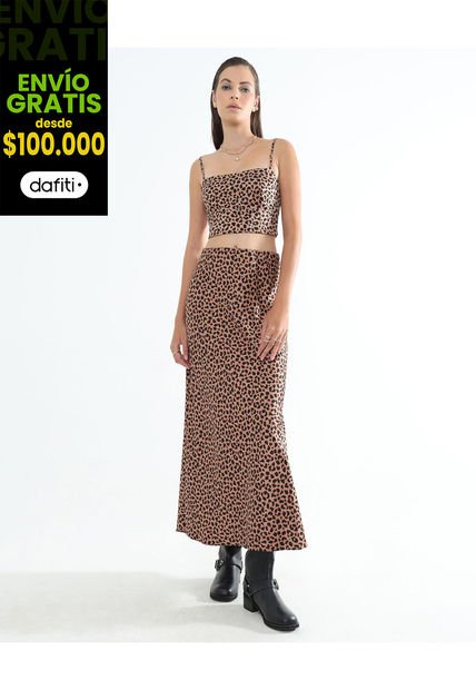 Falda Para Mujer Largo Color Camel Marca Seven Seven #28140896