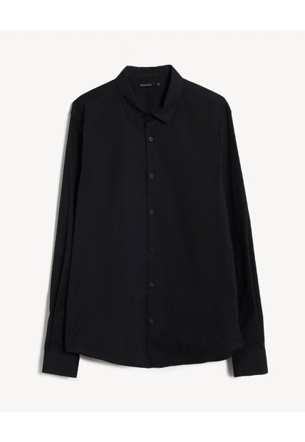 Camisa Stretch Cuello Gales  Para Hombre Negro Seven Seven