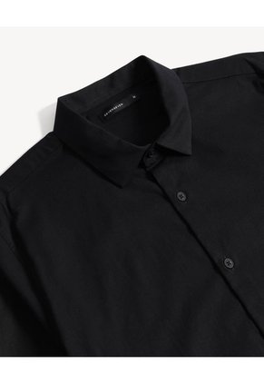 Camisa Stretch Cuello Gales  Para Hombre Negro Seven Seven