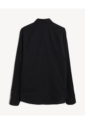 Camisa Stretch Cuello Gales  Para Hombre Negro Seven Seven