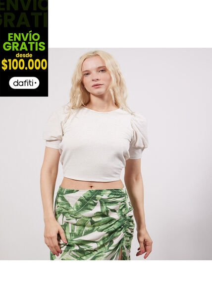 Camiseta Para Mujer Manga Corta Color Crudo Marca Seven Seven #28095678