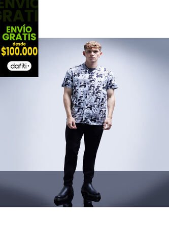 Camisa Para Hombre Manga Corta  Color Negro Marca Seven Seven #45011957 Seven Seven