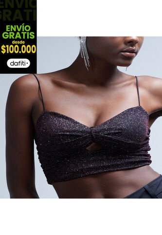 Crop Top Para Mujer Manga Sisa Color Negro Marca Seven Seven #28095607 Seven Seven