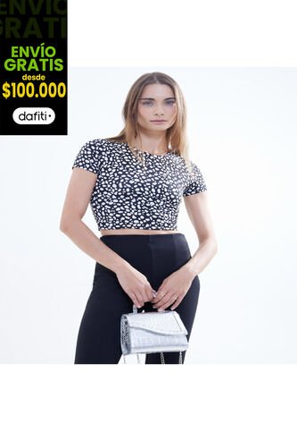 Crop Top Para Mujer Manga Corta Color Negro Marca Seven Seven #28095651 Seven Seven