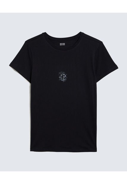 Camiseta Para Mujer Manga Corta Color Negro Marca Seven Seven #28096091