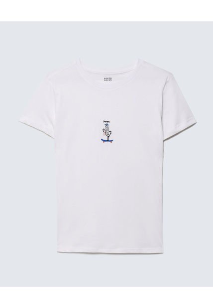 Camiseta Para Mujer Manga Corta Color Crudo Marca Seven Seven #28096084