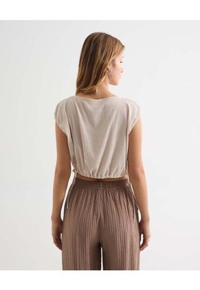 Camiseta Para Mujer Manga Corta Cuello Redondo Color Arena Marca Seven Seven #28096326