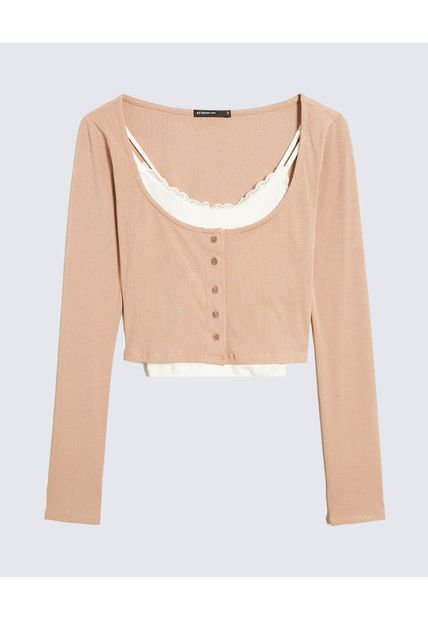Camiseta Para Mujer Manga Larga Moda Color Rosa Marca Seven Seven #28096237