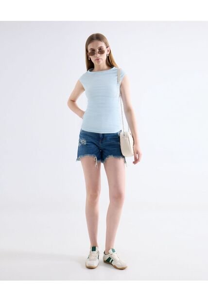 Short Denim Desgastado  Para Mujer Azul Seven Seven