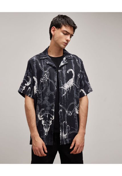 Camisa Para Hombre Manga Corta  Color Negro Marca Seven Seven #45012006
