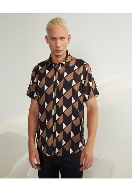 Camisa Para Hombre Manga Corta  Color Negro Marca Seven Seven #45011977