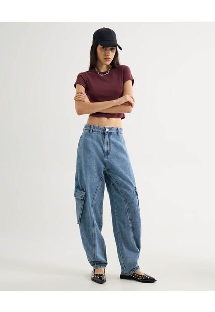 Jean Para Mujer Barrel Color Azul Marca Seven Seven #28160951