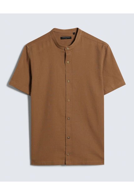 Camisa Para Hombre Manga Corta  Color Camel Marca Seven Seven #45012004