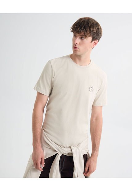 Camiseta Para Hombre Manga Corta Cuello Redondo Color Marfil Marca Seven Seven #45092657