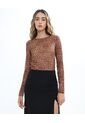 Camiseta Plisada Animal Print De Manchas  Para Mujer Naranja Seven Seven de Seven Seven