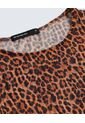 Camiseta Plisada Animal Print De Manchas  Para Mujer Naranja Seven Seven de Seven Seven