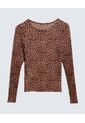 Camiseta Plisada Animal Print De Manchas  Para Mujer Naranja Seven Seven de Seven Seven