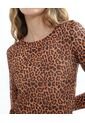 Camiseta Plisada Animal Print De Manchas  Para Mujer Naranja Seven Seven de Seven Seven