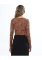 Camiseta Plisada Animal Print De Manchas  Para Mujer Naranja Seven Seven de Seven Seven