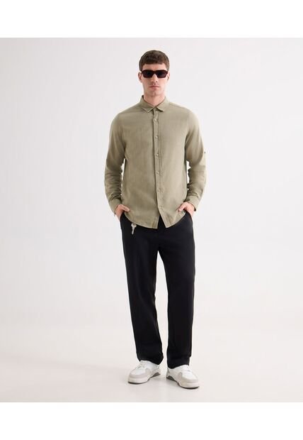 Camisa Para Hombre Manga Larga Sin Bolsillo Cuello Casual M Color Verde Marca Seven Seven #45012154