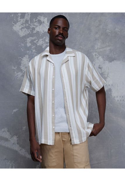 Camisa Para Hombre Manga Corta  Color Beige Marca Seven Seven #45012029