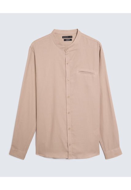 Camisa Para Hombre Manga Larga  Color Beige Marca Seven Seven #45012023