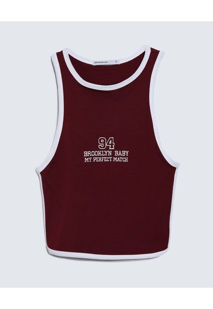 Crop Top Para Mujer Manga Sisa Color Vino Marca Seven Seven #28095935