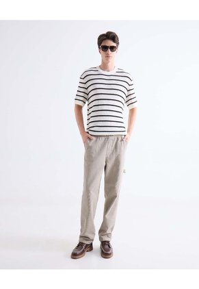 Camiseta Tejida Con Textura  Para Hombre Marfil Seven Seven