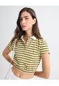 Crop Top Cuello Polo  Para Mujer Café Seven Seven de Seven Seven
