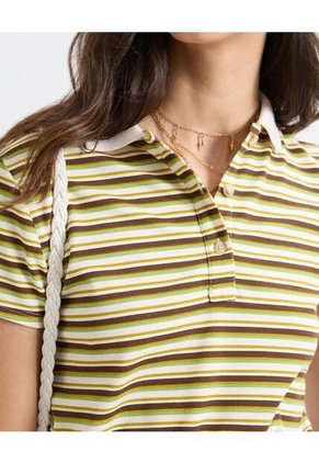 Crop Top Cuello Polo  Para Mujer Café Seven Seven