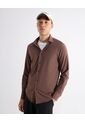 Camisa Regular Con Botonadura Frontal  Para Hombre Café Seven Seven de Seven Seven