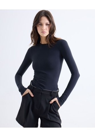 Camiseta Manga Larga Básica  Para Mujer Negro Seven Seven Seven Seven