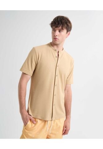 Camisa Para Hombre Manga Corta Cuello Neru Color Camel Marca Seven Seven #45012135 Seven Seven