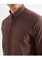 Camisa Regular Con Botonadura Frontal  Para Hombre Café Seven Seven de Seven Seven