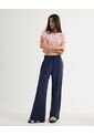 Pantalón Con Lazo En Cintura  Para Mujer Azul Seven Seven de Seven Seven
