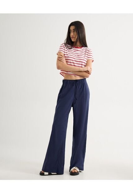 Pantalón Con Lazo En Cintura  Para Mujer Azul Seven Seven