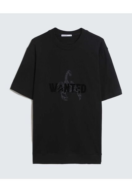 Camiseta Estampado Gamuzado  Para Hombre Negro Seven Seven