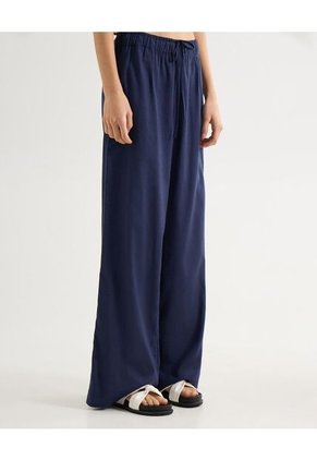 Pantalón Con Lazo En Cintura  Para Mujer Azul Seven Seven