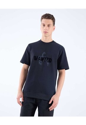 Camiseta Estampado Gamuzado  Para Hombre Negro Seven Seven