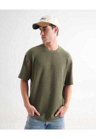 Camiseta Tejida Texturizada Oversize  Para Hombre Verde Seven Seven Seven Seven