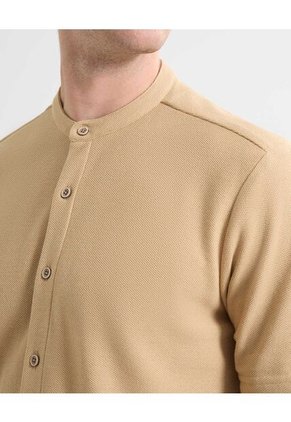 Camisa Para Hombre Manga Corta Cuello Neru Color Camel Marca Seven Seven #45012135