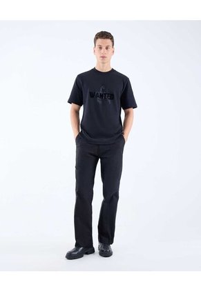 Camiseta Estampado Gamuzado  Para Hombre Negro Seven Seven