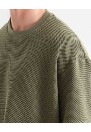 Camiseta Tejida Texturizada Oversize  Para Hombre Verde Seven Seven