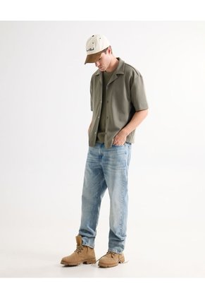 Camiseta Tejida Texturizada Oversize  Para Hombre Verde Seven Seven