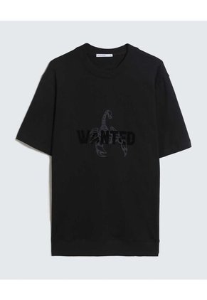 Camiseta Estampado Gamuzado  Para Hombre Negro Seven Seven